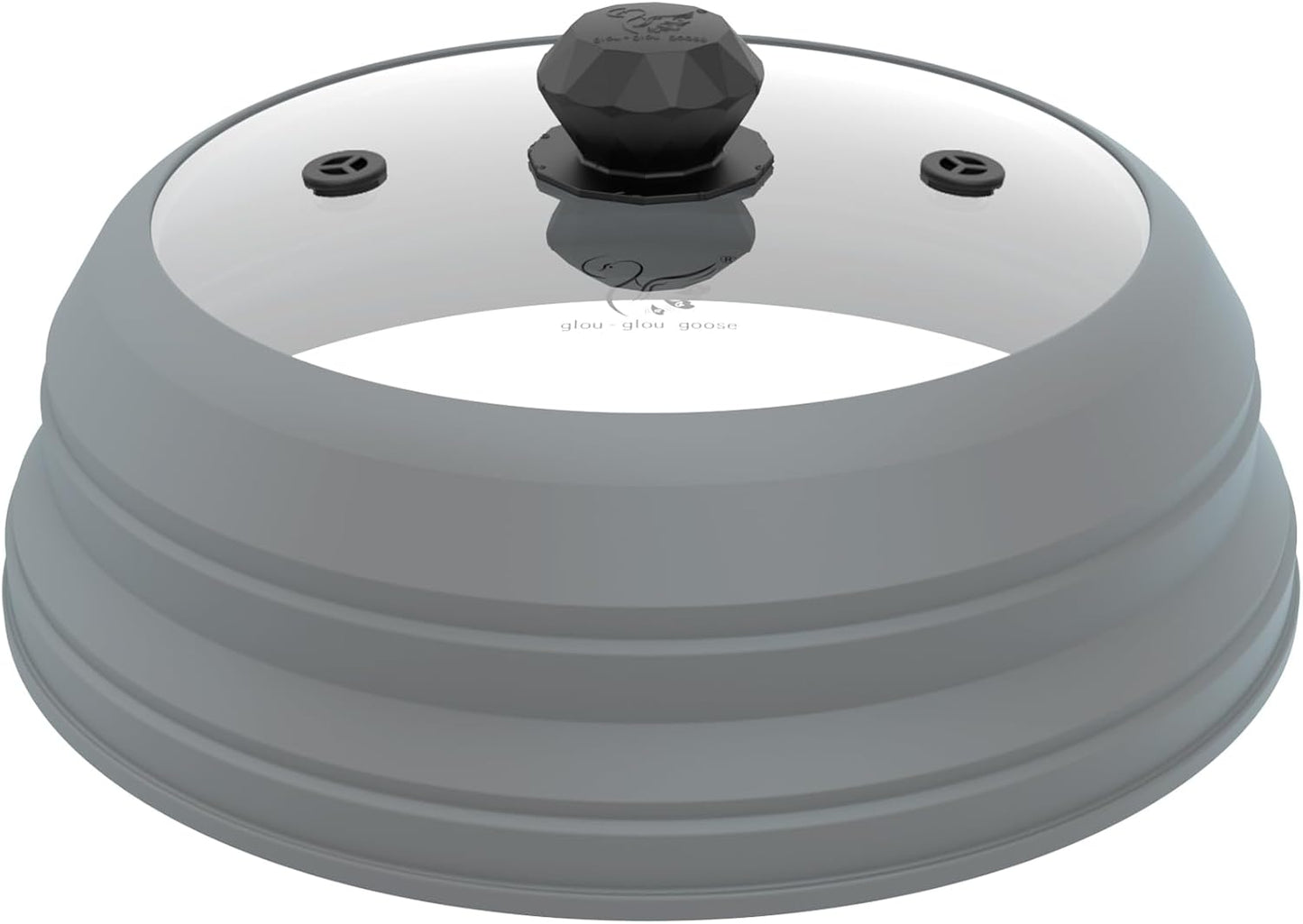 Microwave Splatter Cover Vented Glass Cover Splatter Guard Lid with Collapsible Silicone for Food as Pot Cover Plate Cover 10.8 inch for 6 7 8 9 10 inch Plate Bowl Light Grey