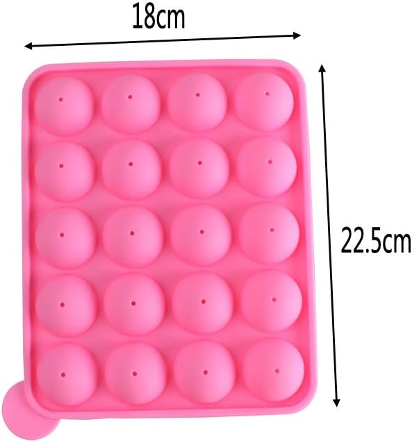 WARMBUY 20 Cavity Silicone Cake Pop Mold Lollipop Baking Mold Tray with Sticks, Pink