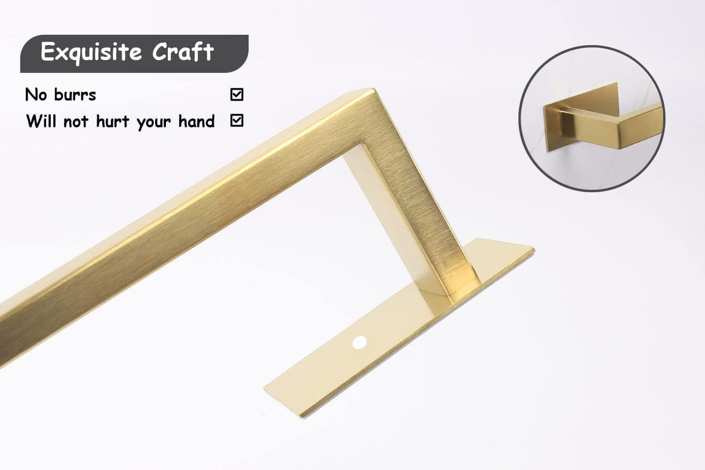 Bathroom Towel Bar Self Adhesive, No Drilling Towel Rack Easy to Install,Hand Towel Holder Made of Premium Stainless Steel Sticky on Hand Towel Hanger for Kitchen, Toilet.(16IN, Gold)