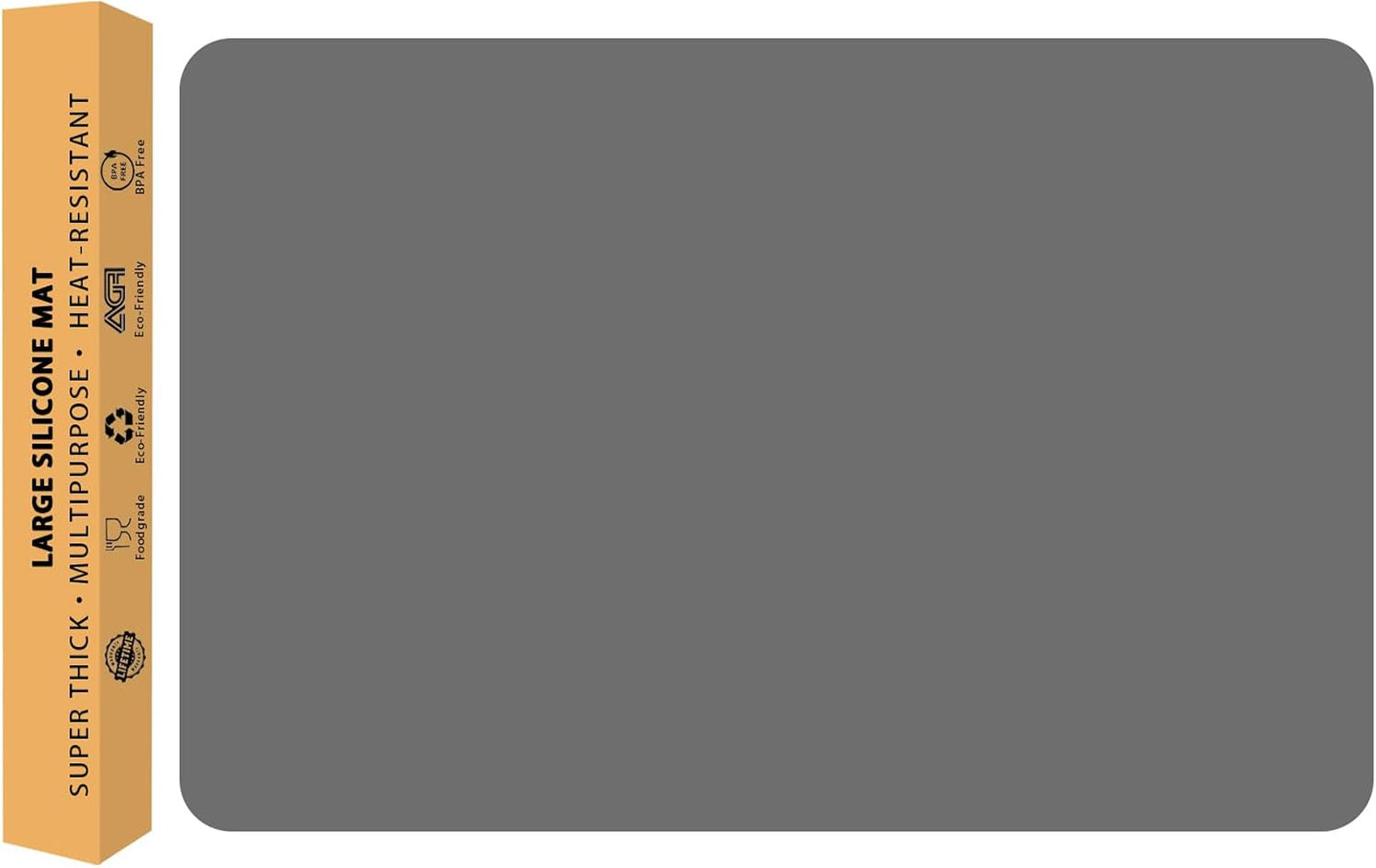 2MM Extra Thick Silicone Mats for Kitchen Counter, 23.6" x 15.7" Kitchen Island Heat-Resistant Coffee Mat, Non-slip Desk Protect Mat, Multipurpose Countertop Protector (Dark Grey)