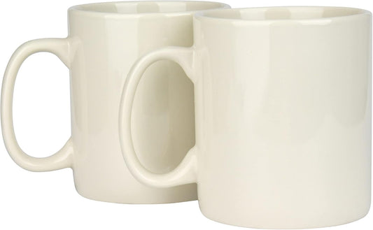 30oz Super Large Ceramic Coffee Mugs Large Handles Set of 2 (Cream)