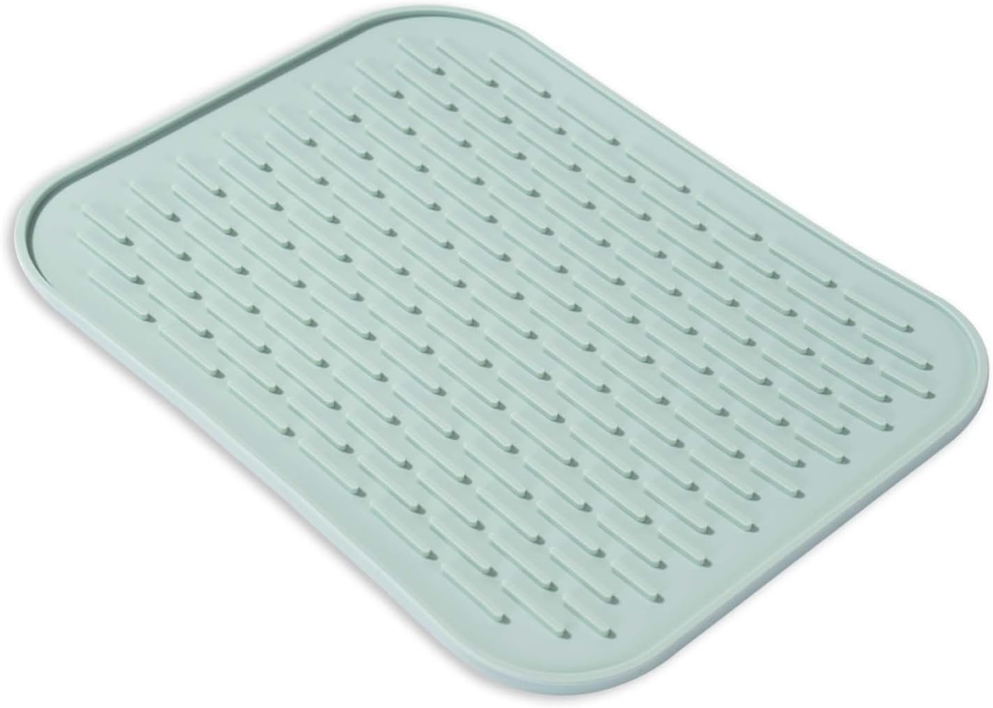 Dish Mat Silicone Dish Drying Mats Works For Drying Stemware Cocktail Glasses Silverware Pots Pans Knives and Dish Rack for Kitchen Counter Sink Bar Pads Easy to Clean (M (11.5" x 9.1") Green)