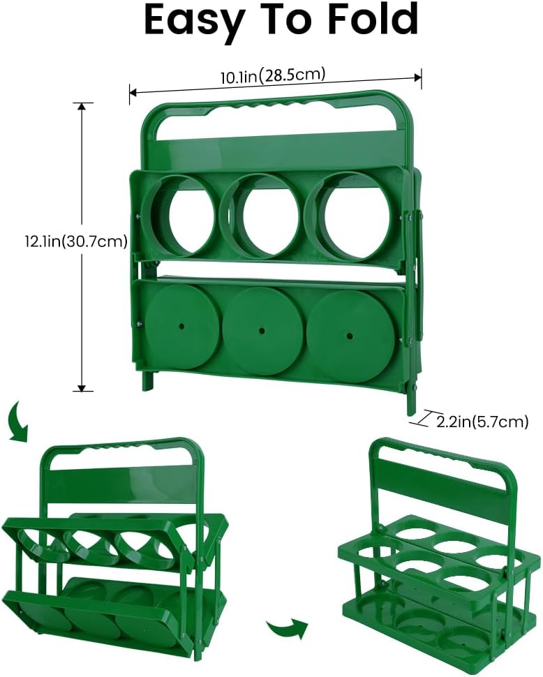 Reusable Drink Carrier with Handle for Doordash, Grubhub, Portable Cup/Coffee Holder Accessories for Delivery, Foldable Drinks Caddy with Tray, Car Durable Plastic Festive Bottle, Vacation