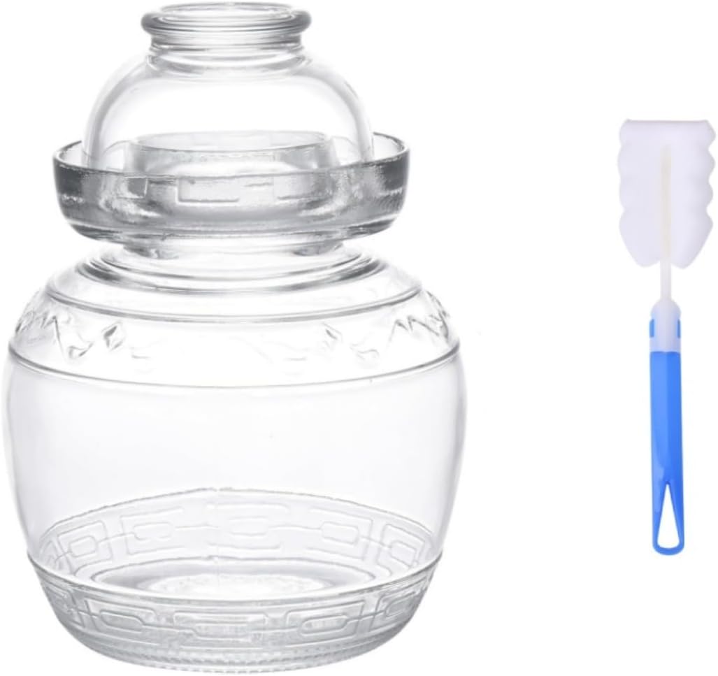 Glass Pickle Jar 1500ml Fermentation Jar Crock, Traditional Fermentation Jar Canning Jar Kimchi Containers with Water Seal Airlock Lid for Fermenting Pickles, Wine Brewing, and Sauerkraut
