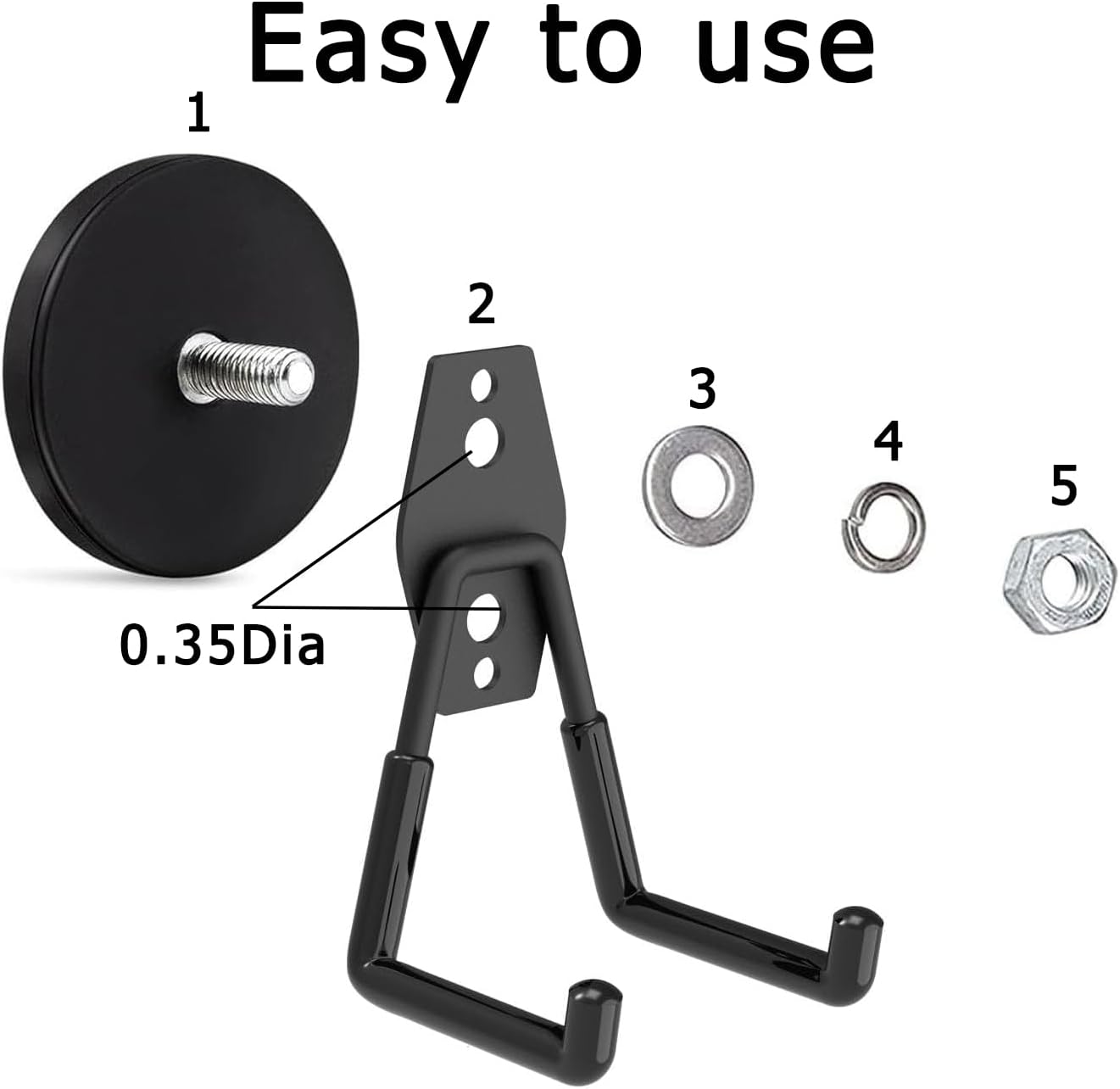 Heavy Duty Storage Magnetic Utility Hooks, Large Garage Magnet Hooks with Anti-Slip Coating for Metal Cabinet,Pegboard,Garage Shelve,Garden Tools(4Pack)