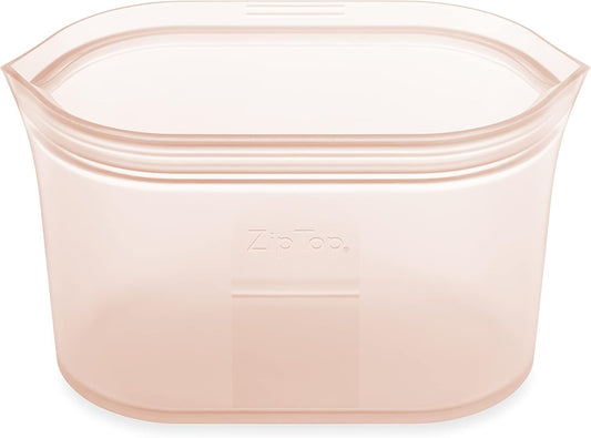 Zip Top Reusable Food Storage Bags | Medium Dish [Peach] | Silicone Meal Prep Container | Microwave, Dishwasher and Freezer Safe | Made in the USA