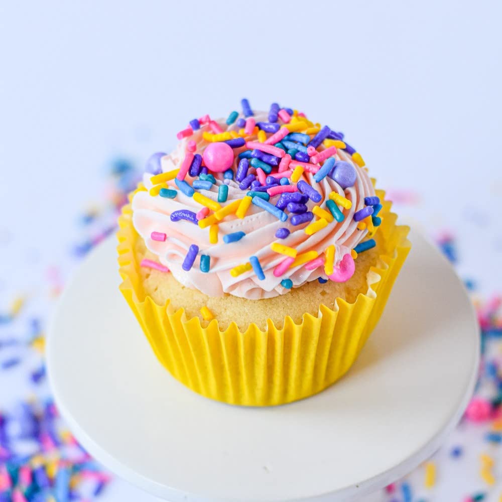 Sprinkles for Cake, Cookie, Cupcake Decorating, and Baking - Fancy Edible Cake Sprinkles and Toppings in Yellow Jimmies, Purple Nonpareils, Pink and Blue Sugar Pearl Sprinkles for Donuts, Cookies
