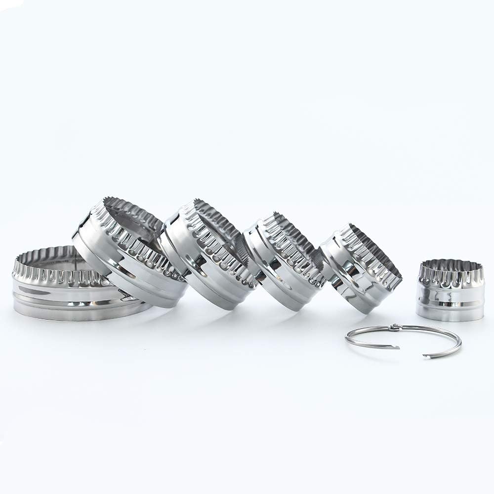 Fluted Cookie Cutters- Round Biscuit Cutters Set of 6 Pieces, Double Sided Fluted and Plain Edge Cookie Cutters, Stainless Steel