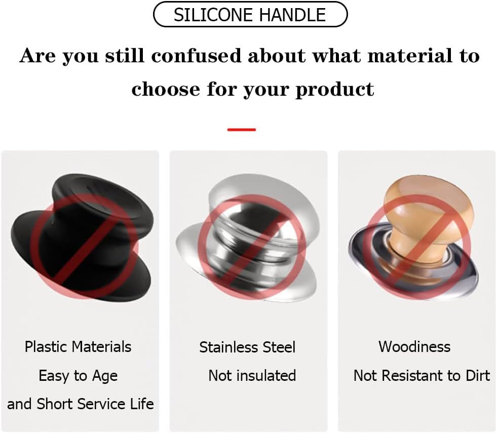 JoyTube Universal Pot Pan Lids Replacement Knob, Silicone Heat Resistant Pan Cover Holding Handles BPA Free Dishwasher Safe Fits Skillets and Kitchen Cookware (Pack of Two-Red)