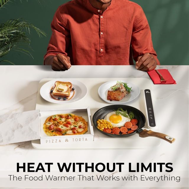 EconoHome Food Warming Mat - Electric Food Warmer - Fast Heating, 3 Heat Levels, Large Surface Area, Constant Temperature - Portable Silicone Warming Tray for Meals