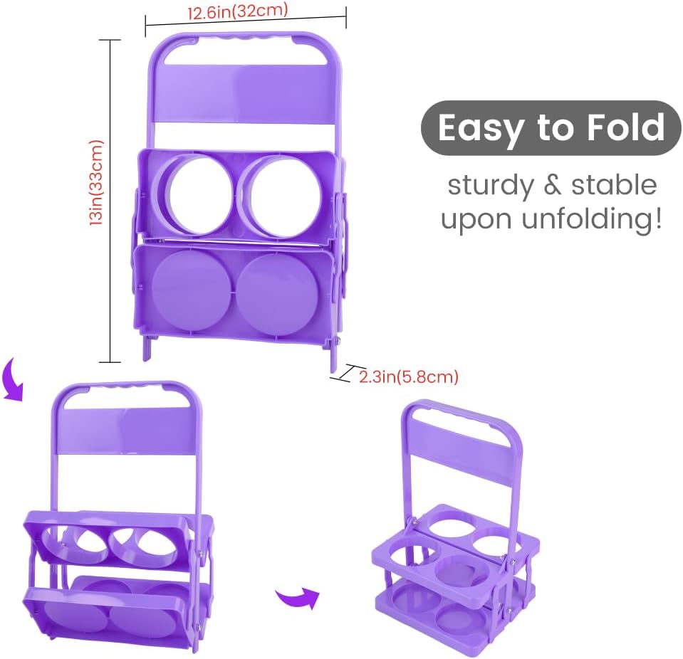 musbus Reusable Drink Carrier with Handle for Doordash, Grubhub, Portable Cup/Coffee Holder Accessories for Delivery, Foldable Drinks Caddy with Tray, Car Durable Plastic Festive Bottle, Vacation