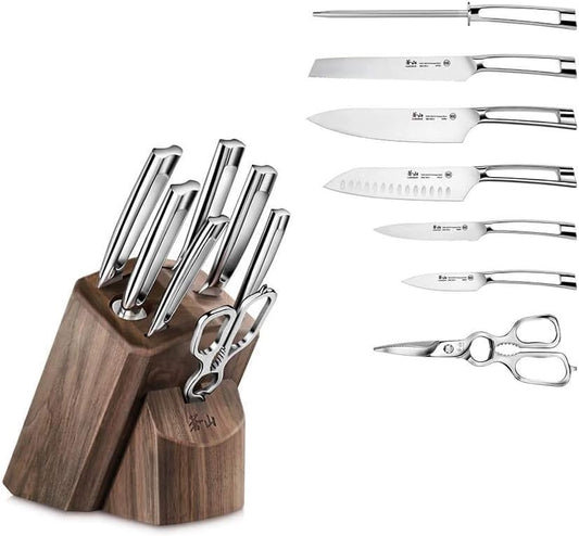 Cangshan N1 Series 1022612 German Steel Forged 8-Piece Knife Block Set, Walnut