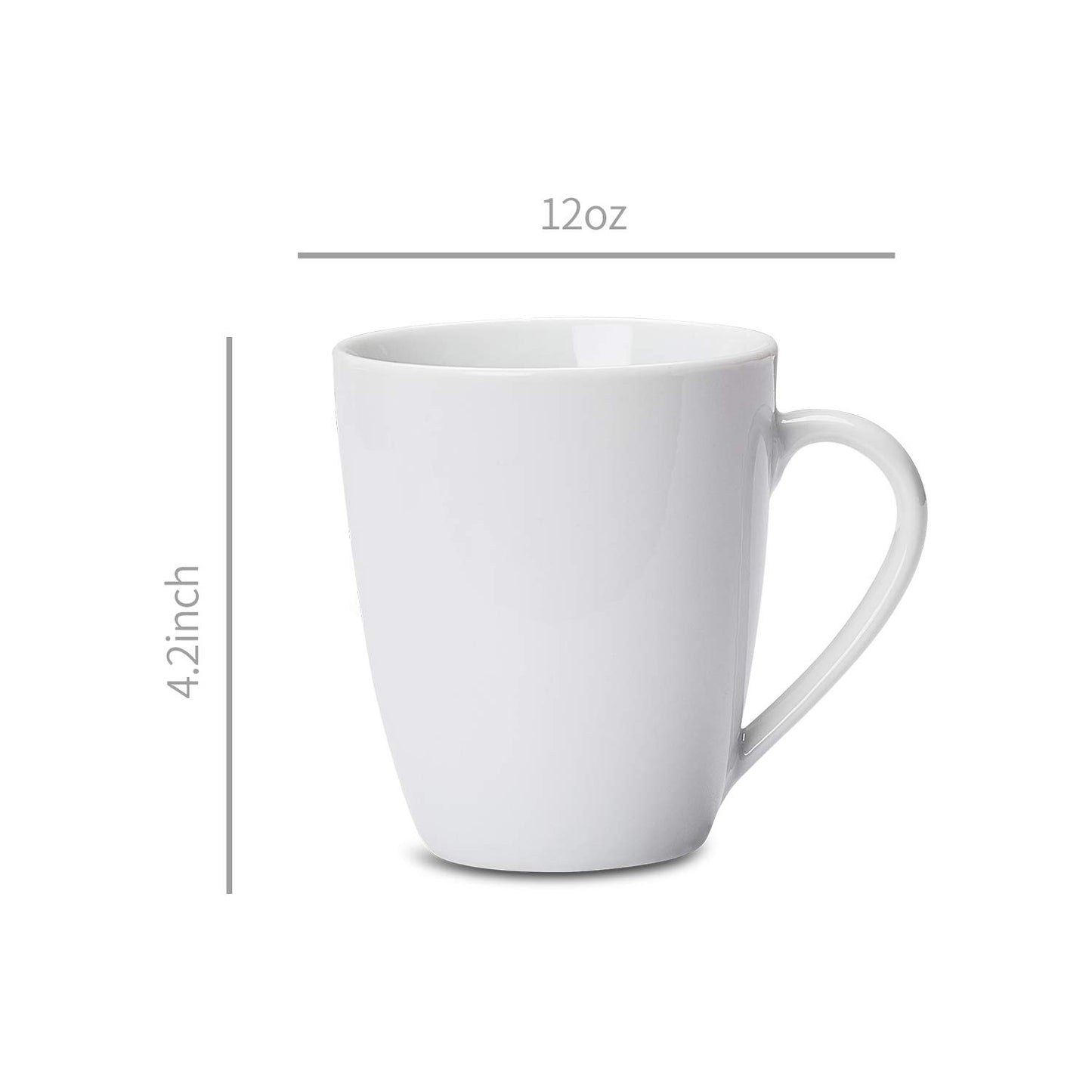 Amazon Basics Porcelain, 12 oz Coffee Mug Set, 12 Count, White (Previously AmazonCommercial brand)
