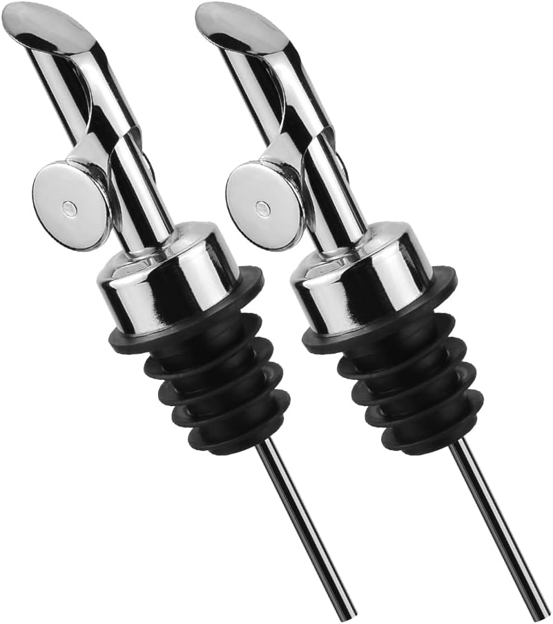 MEETSWEET Olive Oil Dispenser with Spout, 304 Stainless Steel Automatic Opening and Closing Spout, 2pcs Wine Stopper for Home Use