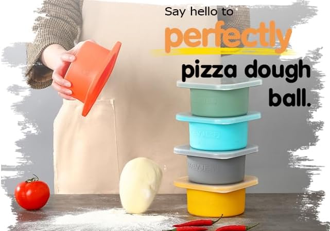 Stackable Silicone Artisan Pizza Dough Proofing Boxes Proving Containers with Lids pizza making accessories-3 pack-500ml portion (Green)