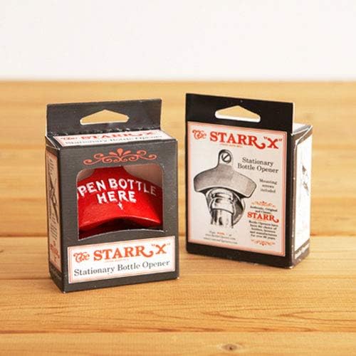 STARR "X" Open Bottle Here | Heavy Duty Classic Wall Mounted Bottle Opener for Easy Beer and Soda Bottle Opening, Red