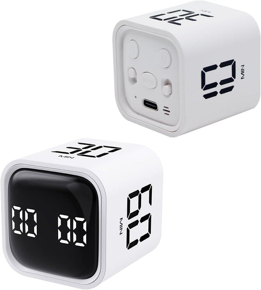 Productivity Timer Flip Gravity Sensor Cube Timer Countdown & Countup,Mute & Vibrate & Sound，5/10/30/60min & Custom Timing, Perfect for ADHD,Work,Learning,Kitchen Cooking
