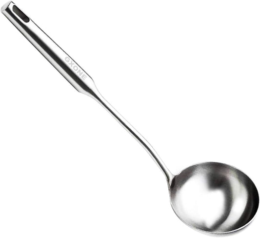 Soup Spoon Ladle,304 Stainless Steel Cooking Spoon Kitchen Tool For Wok With Hollow Handle, Silver/13.9Inch