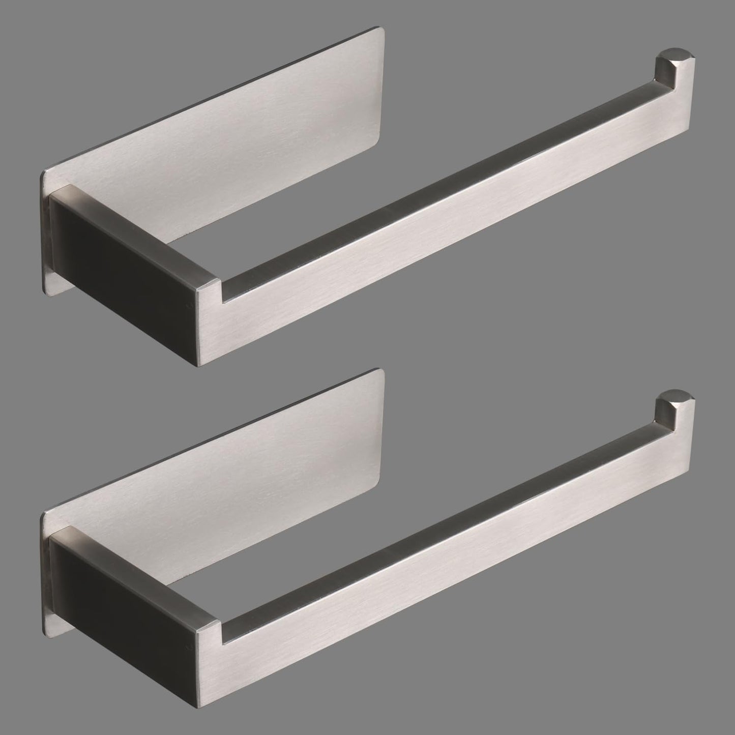 Hand Towel Holder, Strong Self Adhesive Hand Towel Ring, Thicken SUS304 Stainless Steel Hand Towel Bar/Rack, No Drilling Modern Hand Towel Hanger (Brushed Nickel, 2 Pack 9 in)