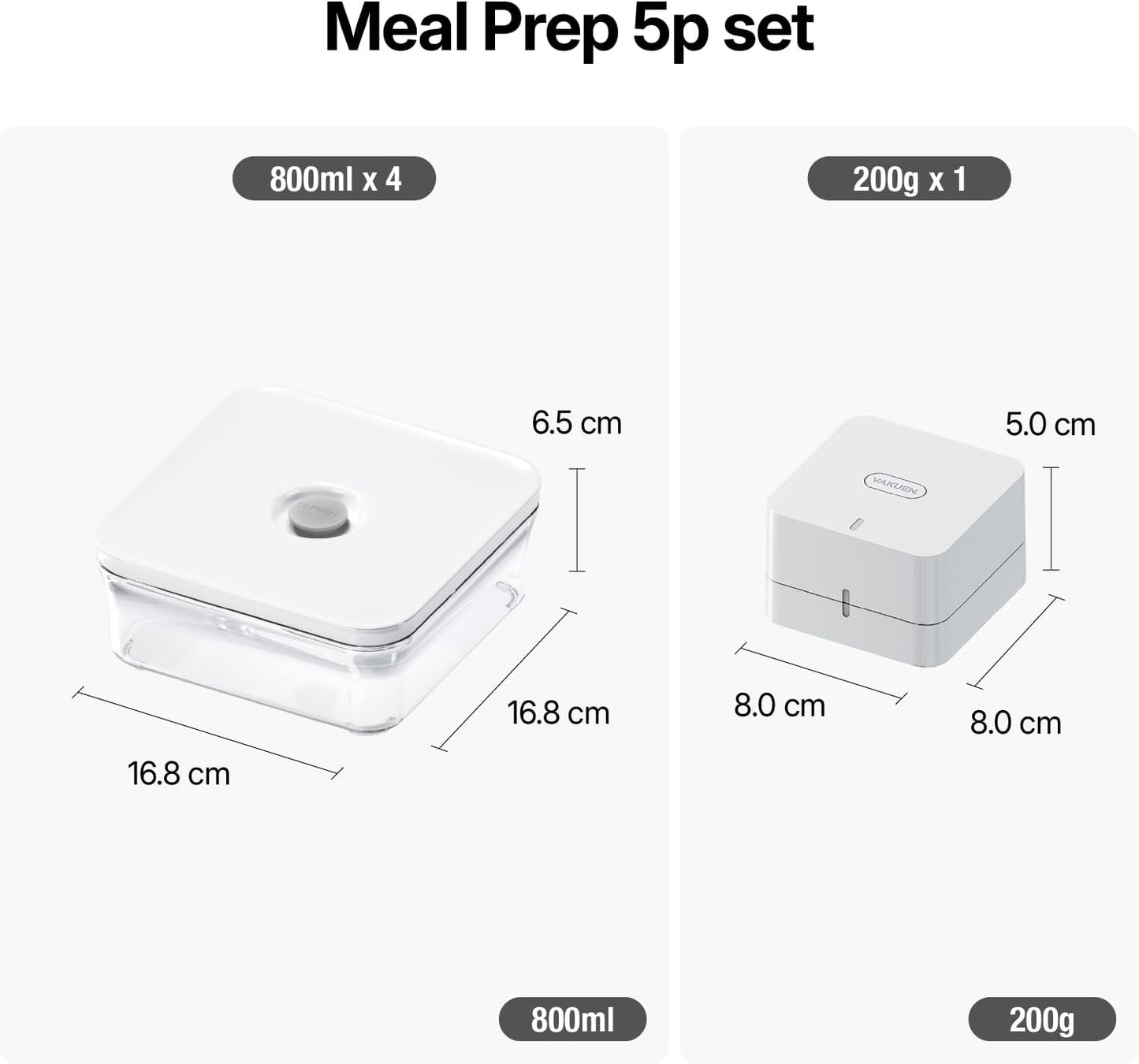 Premium Airtight Food Storage Container. Meal Prep 0.85qt 5pc/Set. 4pcs Container and Vacuum Sealer. Patented Double Silicone Lining, 100% Leak Proof, BPA-FREE
