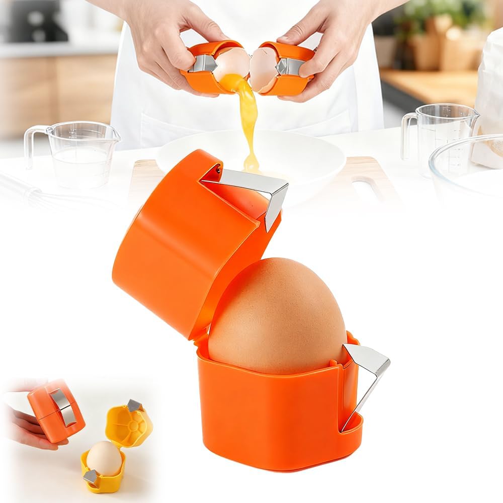 Egg Shell Opener, 2026 Upgrade Egg Peeler, Stainless Steel Egg Slicer for Hard Boiled Eggs, Egg Peeling Tool, Hard Boiled Egg Peeler, Egg Shell Cutter for Boiled Egg (Orange)