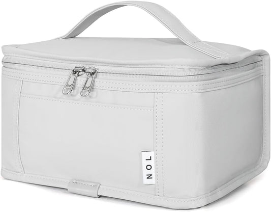 NOL Natural Organic Lifestyle Small Lunch Bag Mini Lunch Box Insulated Lunch Bag for Men/Women Leakproof Cooler Tote Bag Lightweight Nylon Waterproof Lunch Box For Work, Gray white