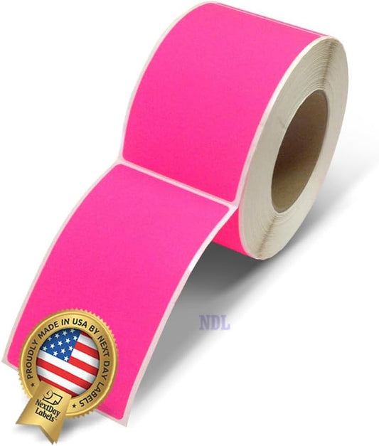 NextDayLabels 500 Rectangle Stickers (3" x 5") - Color Coding Labels Roll - Moving Labels for Boxes, Colored Inventory Stickers for Packing, Organizing, and Storage (Fluorescent Pink)