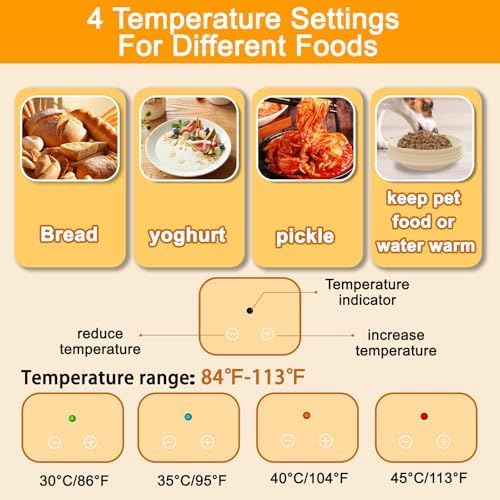 2 PACK Heating Sourdough Bread Baking Supplies,Bread Proofer Sourdough Starter Warmer with 4 Temperature Settings, Round 9 Inch Foldable Proofing Box,Yogurt & Warming Pet Food