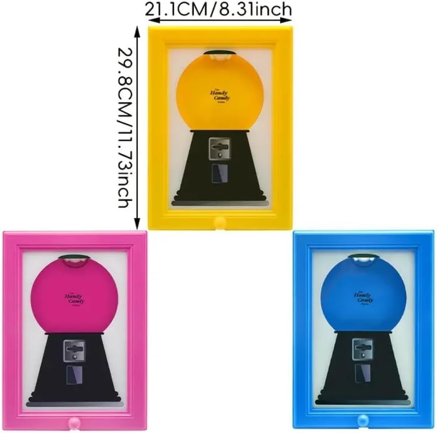 Candy Dispenser Picture Frame, Handy Candy Frame Dispenser,Hanging Machine Art For Candies, Nuts, Dog & Cat Treats, Suitable for Holiday Gifts (Yellow)