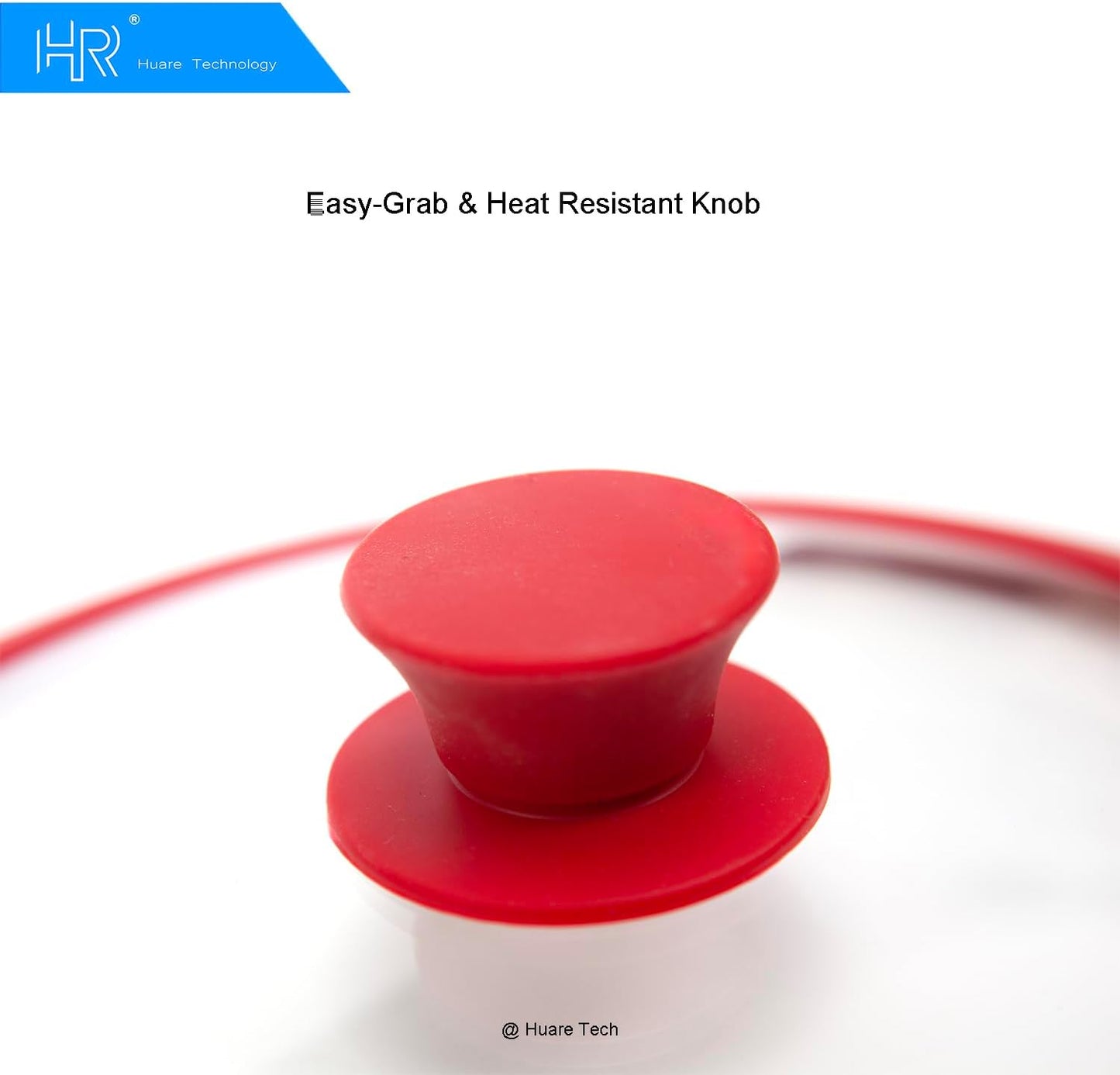 Silicon Glass Lid for Pot,Pan,Skillet Fits 8.5"(22CM) Cookware Silicon lid Dishwasher Safe, Replacement Lid Vented Tempered Glass with Heat Resistant Silicone Rim By HR Huare Technology, Red,1 Pack