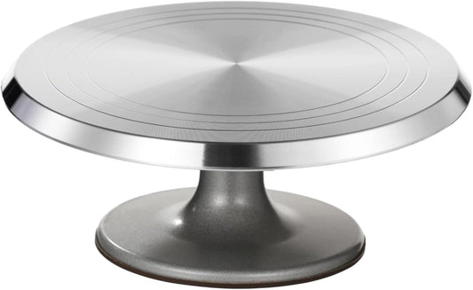 OMISTAR Aluminium Alloy Revolving Cake Stand, 12 in Cake Decorating Turntable, Non-Slip Rotating Platform, Smooth 360° Rotations for Cake Decorating and Baking Parties