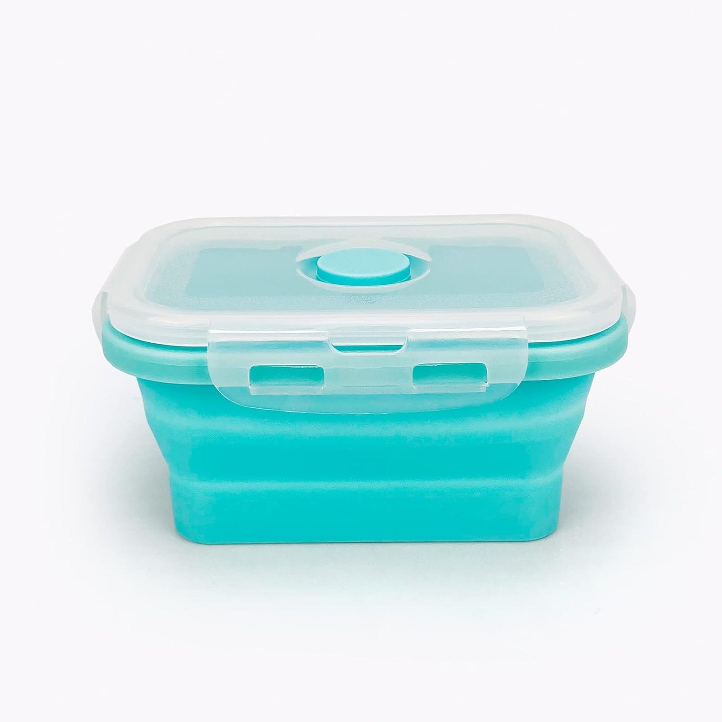 CCyanzi 3piece Collapsible Food Storage Containers with Lids, Silicone Lunch Container, Microwave & Freezer Safe, Space Saving for Kitchen Cabinet and Camping Backpack,(blue)