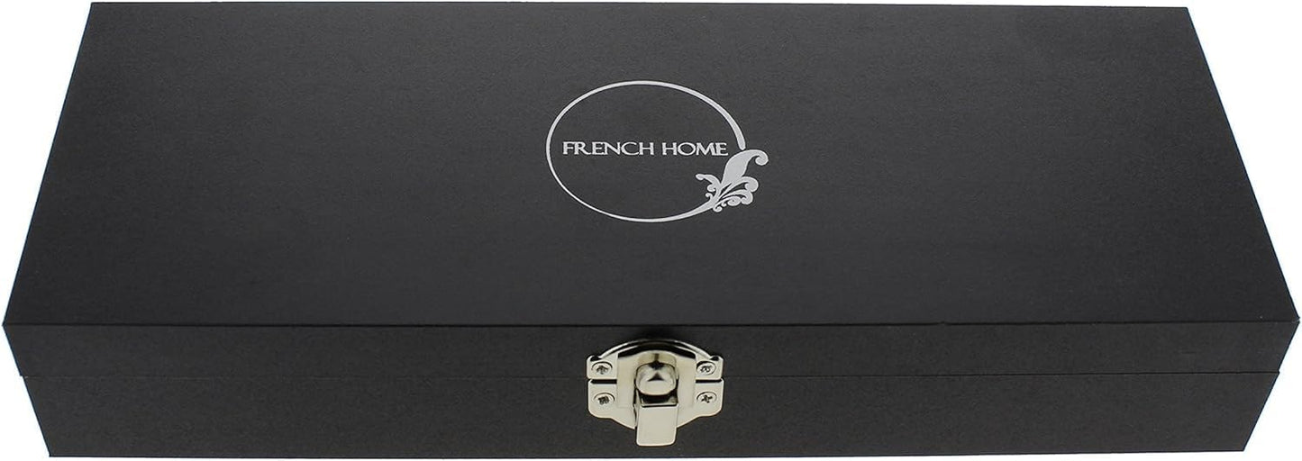 French Home Laguiole Connoisseur 4-Piece Steak Knives – Stainless Steel Dinner Knives with Etched Detailing & Napoleon Bee Emblem Packed in an Elegant Box (9")