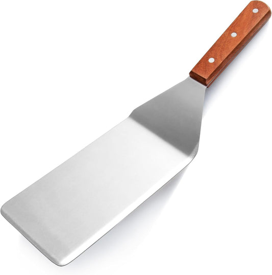 New Star Foodservice 36350 Wood Handle Extra Large Grill Turner/Spatula with Cutting Edge and 4-Inch Wide Blade, 16-Inch