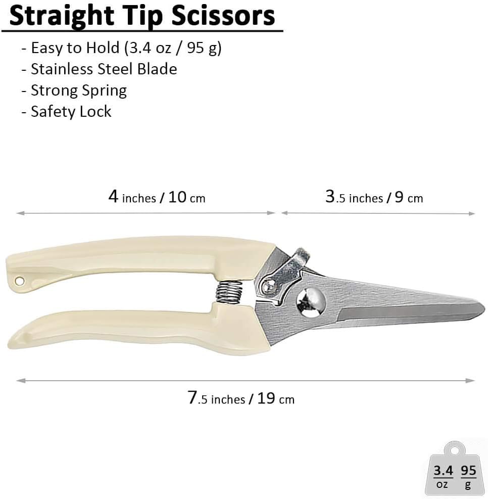 BUGUI Garden Shears Set of 2, Includes 1 Bypass Pruning Shears and 1 Straight Blade Garden Scissors, Sharp, Lightweight