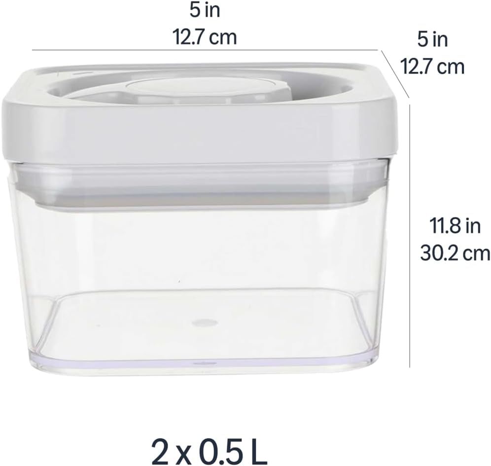 Amazon Basics Airtight Food Storage Containers, BPA Free, with Twist/Turn Lids, for Kitchen Pantry Organization, 10-Piece Square Set, Clear Plastic