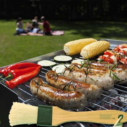 Pastry Brush Natural Bristle Wooden, MSART Basting/Food Brush, with Beech Wood Handle and Rope Hook, Great for Butter, Cookies, Oil, Bread, Frosting. Easy to Clean (1 inch & 1.5 inch set)