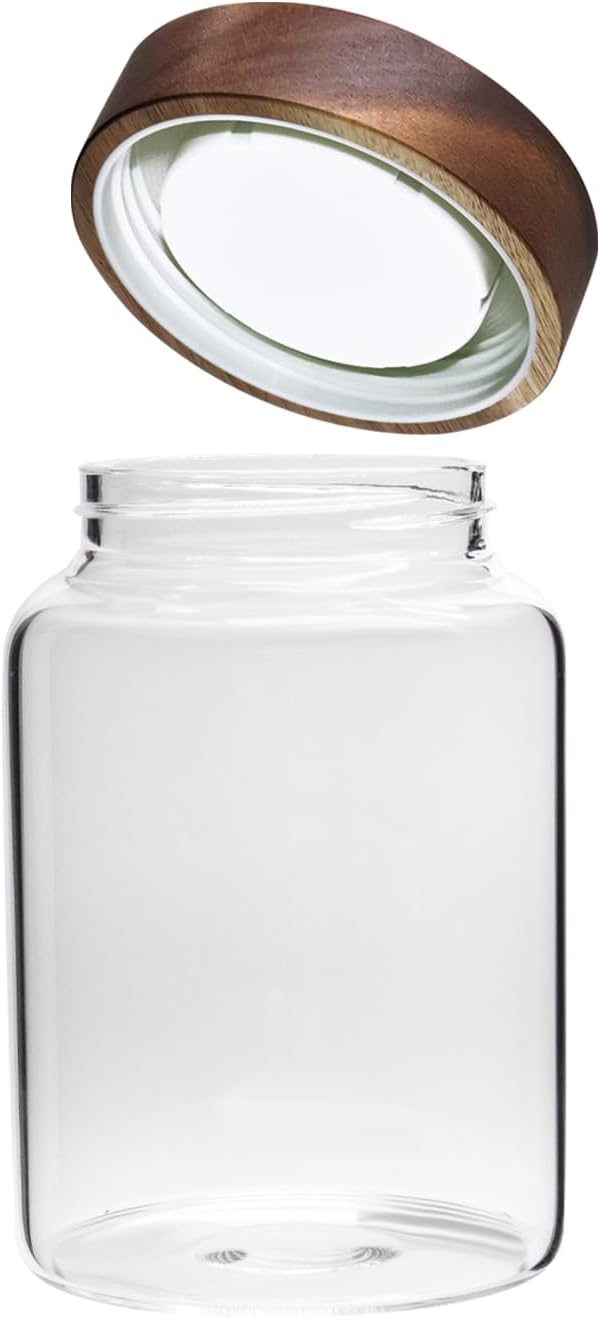 Glass Spice Jar Coffee Sugar Container Airtight Glass Jar Food Storage Canisters Bottle for Kitchen Seasoning Tea Herb Overnight Oats Bar Parfait Snacks (1800ml(60oz)-1 pack-no spoon)
