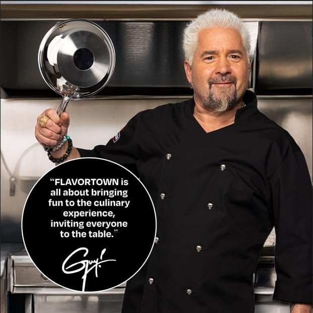Guy Fieri's Flavortown 8" Stainless Steel Fry Pan - Premium Three-Layer Skillet, Oven-Safe up to 500F