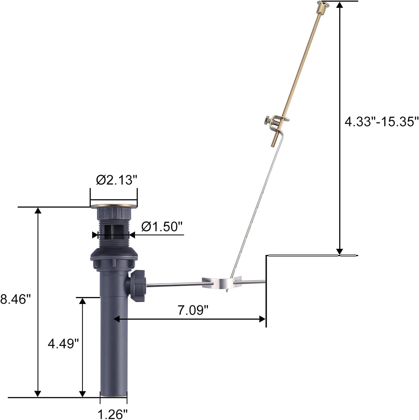 Bathroom Sink Drain with Lift Rod, Brushed Gold Sink Drain with Overflow, ARCORA Drain Stopper for Vessel Sink