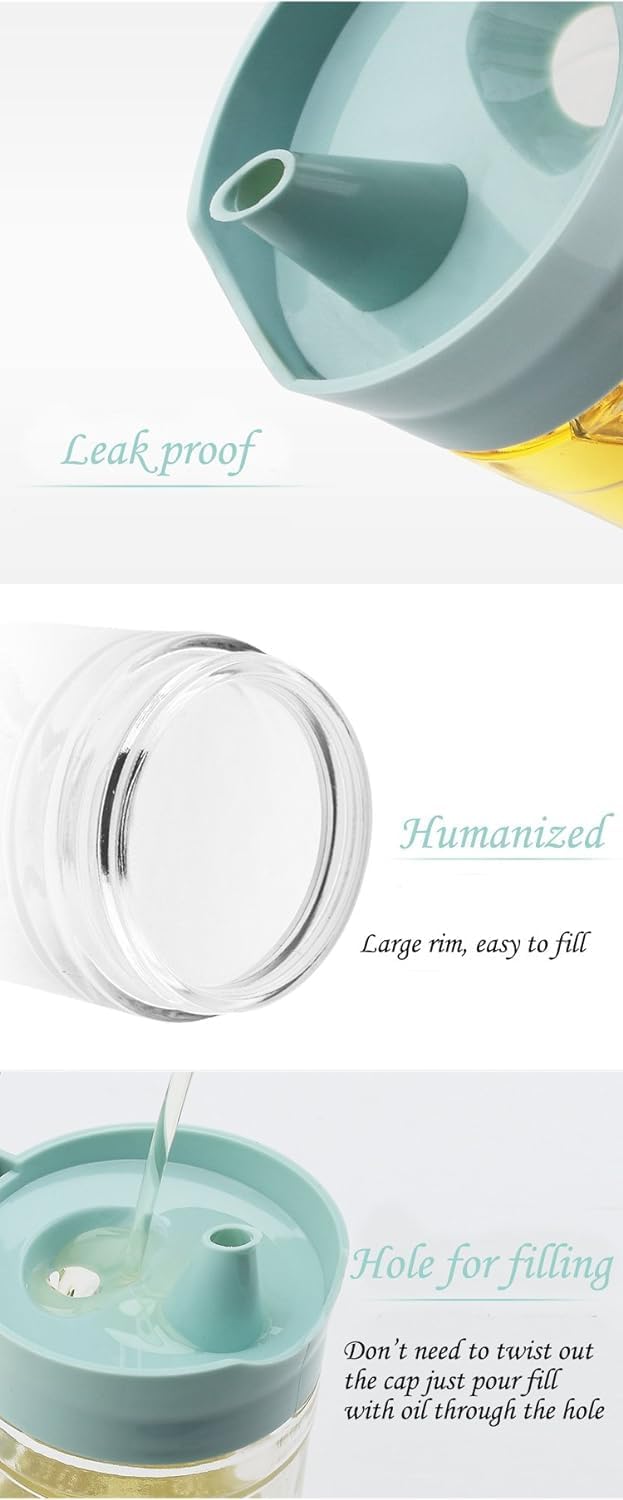 TENTA KITCHEN Olive Oil Vinegar Syrups Bottle Dispenser Cruet - 550ml(18.6 Oz) Oil Bottle Glass With No Drip Plastic Bottle Spout And Protective Cap (Beige 1PC)