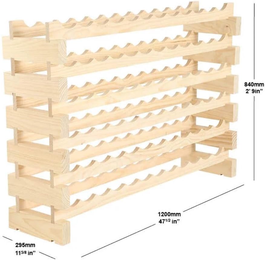 72 Bottle Wine Rack (12 Wide) Natural Pine