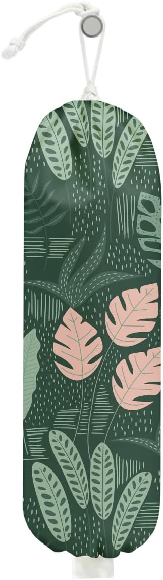 Tropical Green Leaves Plastic Bag Holder, Grocery Bag Holder for Plastic Bags, Nature Greenery Reusable Grocery Bags Storage Dispenser for Home Kitchen Decor, Plant Lover Gifts for Women