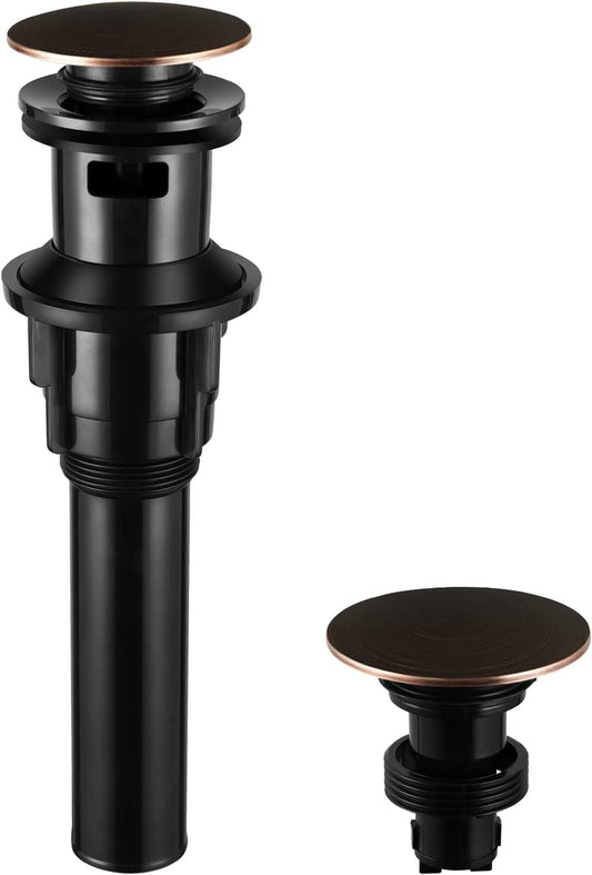 PARLOS Push & Seal Pop Up Drain Assembly Stopper for Bathroom Sink with Overflow Oil Rubbed Bronze, 20716
