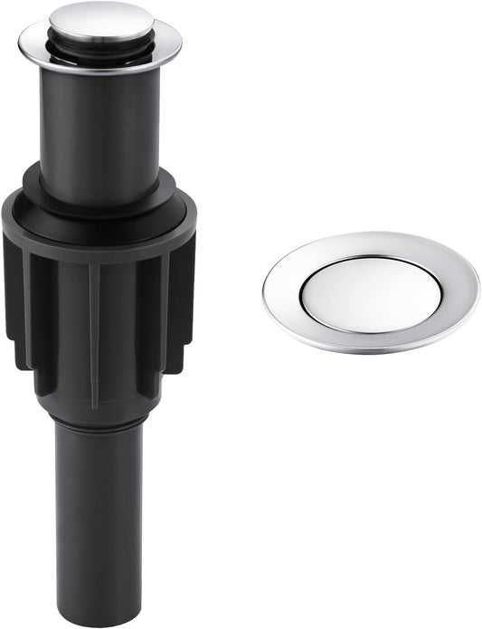 ALEASHA Pop Up Sink Drain Without Overflow, Bathroom Sink Drain Vessel Sink Stopper Pop Up Sink Drain Stopper, Pop Up Drain for Bathroom Sink Drain Strainer for Hair Catcher,Chrome
