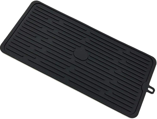 Dish Drying Mat, Silicone Drying Mat Good Large Drying Mats for Kitchen, Heat Resistant Mat Solid Rectangular (Black)