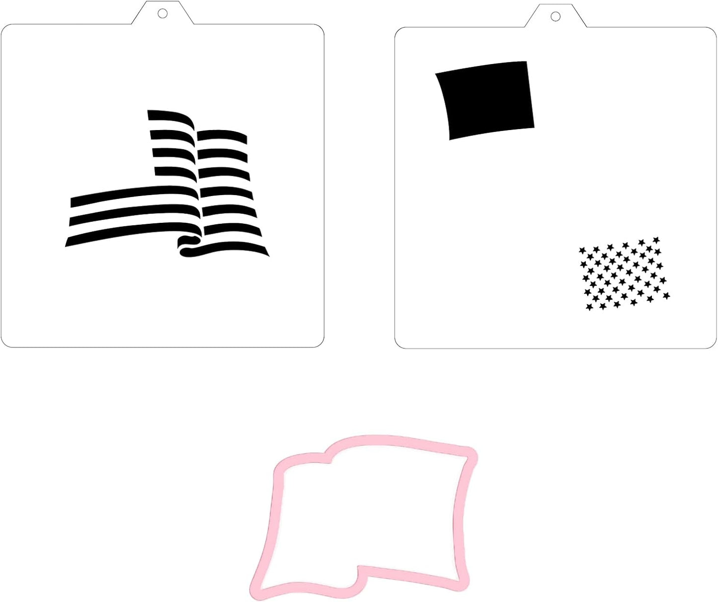 USA Flag Cookie cutter and stencil set Baking stencils and cutters bundle July 4th Independ Independence Day‌ Cookie cutter with stencils Icing stencil and cookie cutter combo(Flag Set)