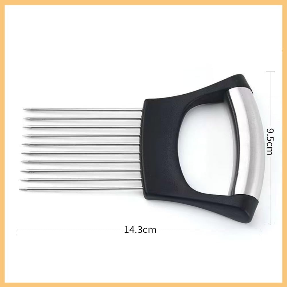 Onion Holder for Slicing, Stainless Steel Onion Slicer and Chopper, Lemon Slicer Vegetable Cutter Kitchen Tool, Food Slicing Assistant for Meat, Tomato, Potato, Lemon (1 Pack)