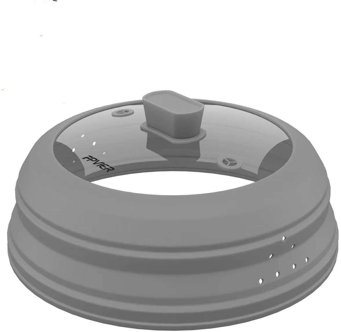 Microwave Splatter Cover, Vented Silicone and Glass Cover Splatter Guard Lid, Food Collapsible Plate Cover Lid with Easy Grip Handle. (Gray, 9 inch)