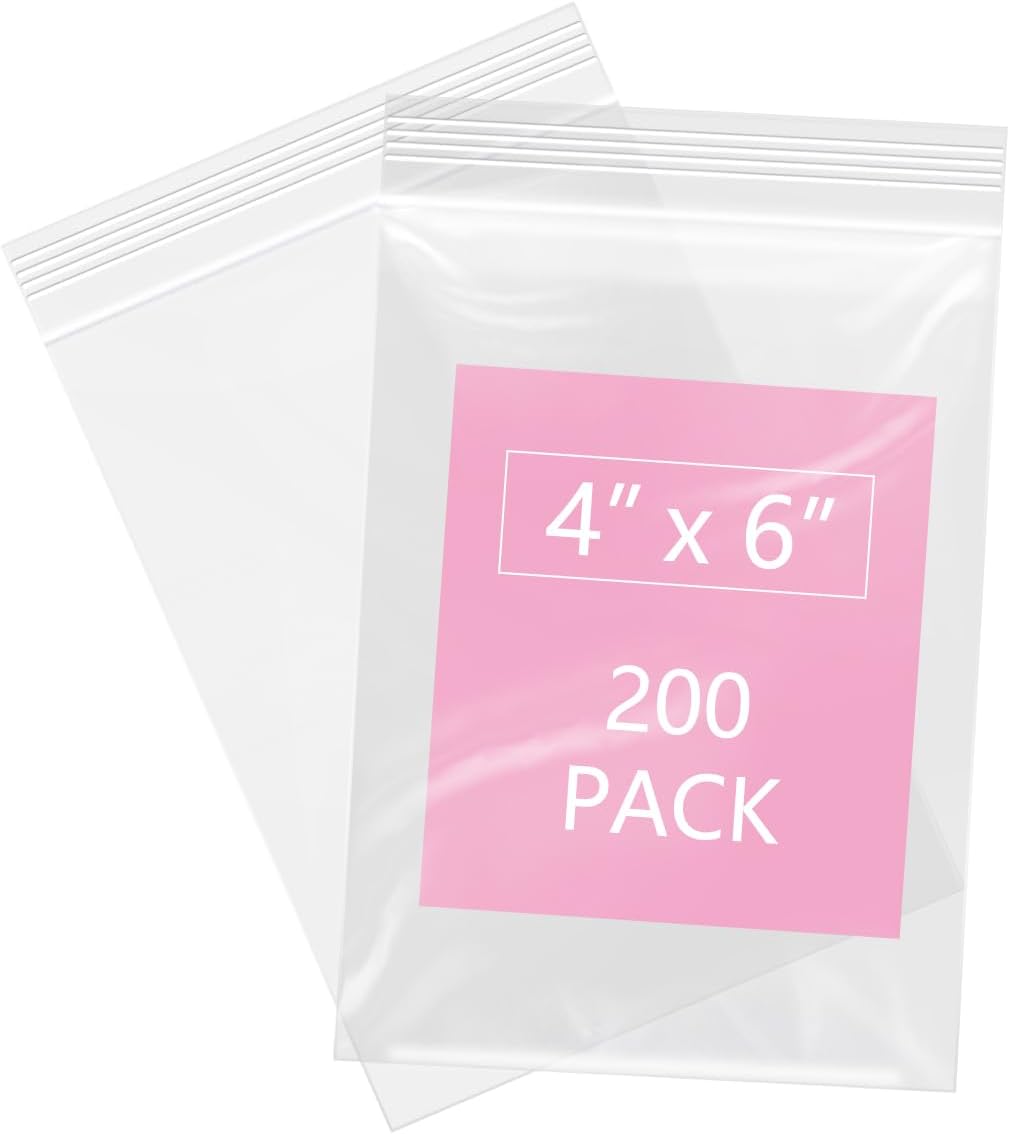 iMailer - 200 Pcs- 4" x 6" Clear Small Zip Bag - Reclosable Zip Plastic Poly Bags 2 Mil with Resealable Lock Seal Zipper for Photo, Jewelry, Bakery, Treats, Party Favors
